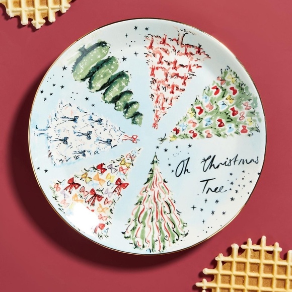NWT Anthropologie Susannah Garrod set of 3 Tis The Season Dessert Plates - Picture 3 of 4